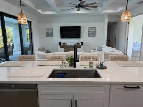Kitchen island from bar seating side